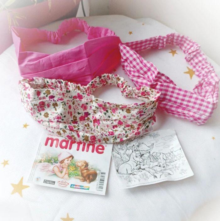 Martine bandeau cheveux hair serre tête headband bandana head band liberty flower rose pink carreaux - photo numéro 1