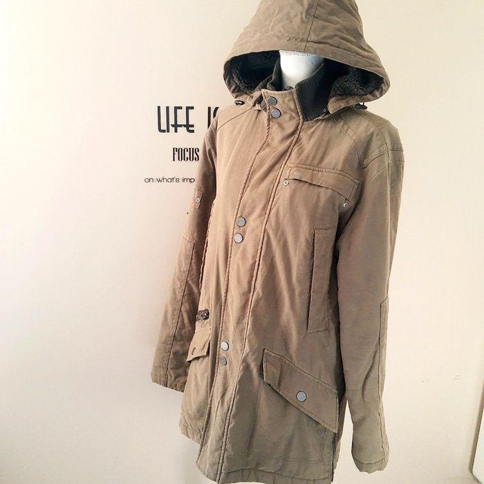 Parka homme hiver en toile beige kaki capuche amovible Jules taille M - photo numéro 8