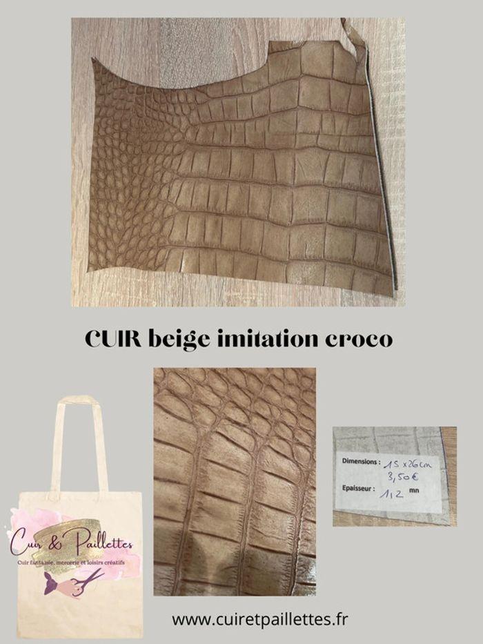 sac en CUIR beige imitation croco - photo numéro 1