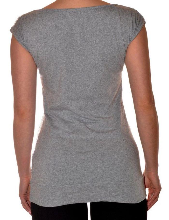 Long tshirt ajusté à strass taille S gris argenté et noir en coton col rond - photo numéro 5