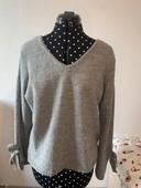 Pull col V avec noeud gris Bréal taille L/ 40