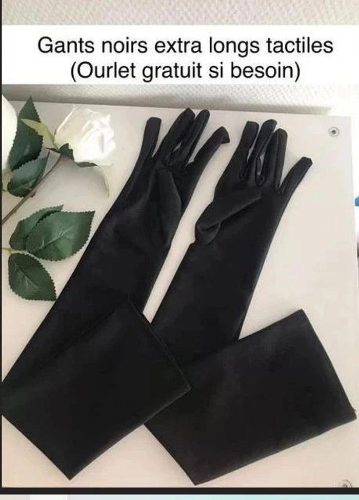 Gants noirs jusqu'au coude tactiles 🌸 - photo numéro 1