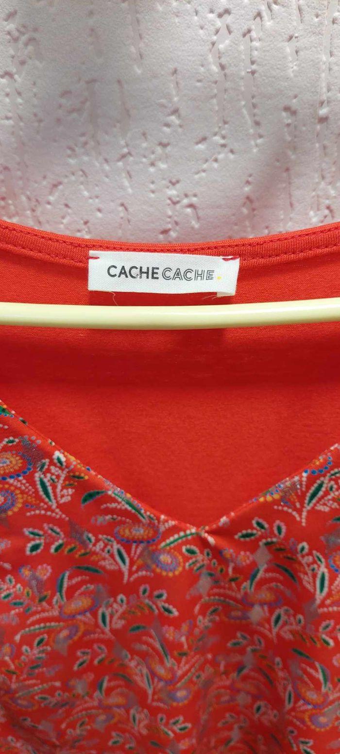 Magnifique débardeur femme Cache Cache 42 (XL) corail imprimé excellent état - photo numéro 2