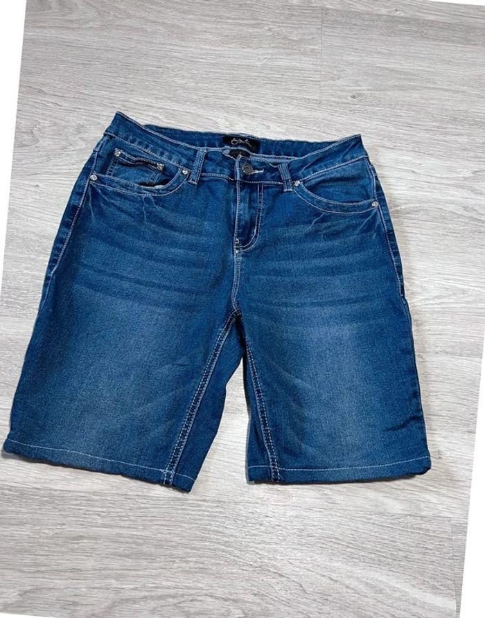 🩳 Short vintage brodé en jean Earl Jean Bleu Taille XS 🩳 - photo numéro 2