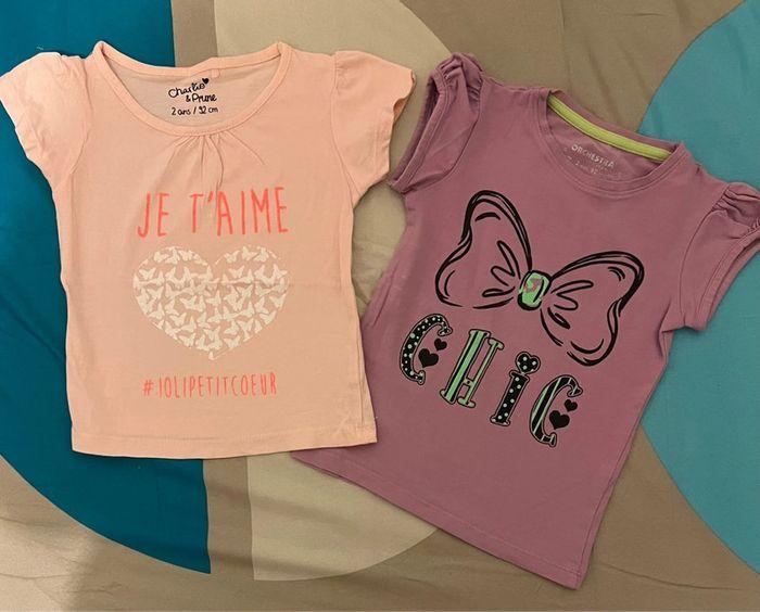 Lot de 2 thee shirt MC fille taille 2 ans ! - photo numéro 1