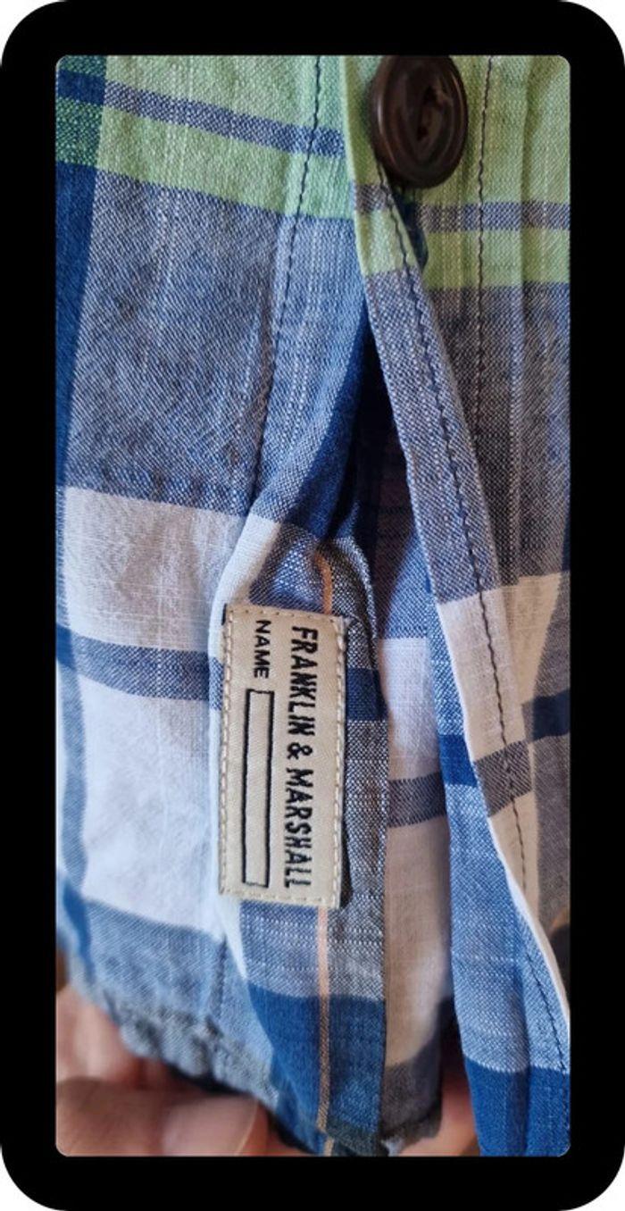 Chemise manches courtes à carreaux Franklin Marshall / Taille XL / Bleu et vert - photo numéro 5