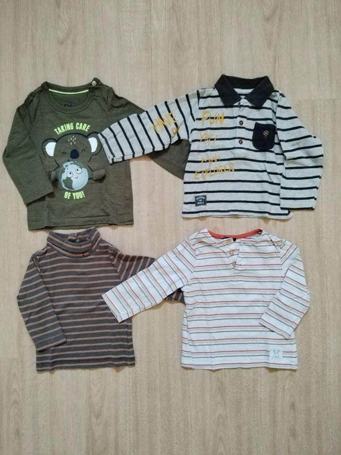 Lot de 4 t shirts manches longues 9 mois - photo numéro 1