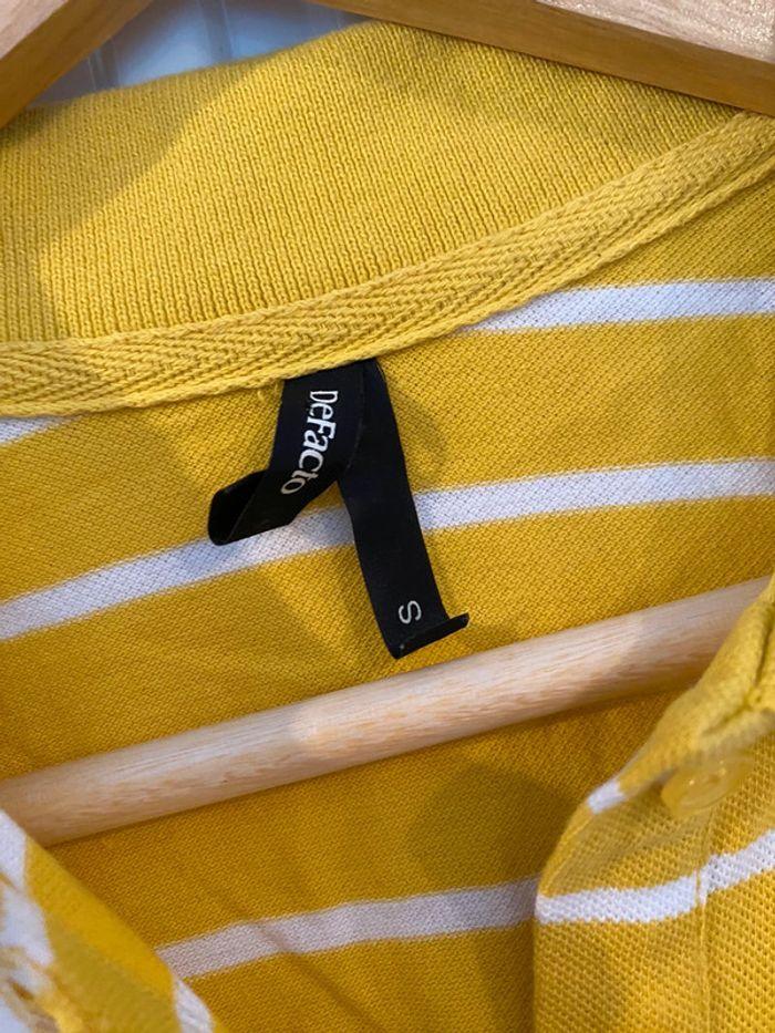 Polo rayé jaune et blanc - taille S - photo numéro 3