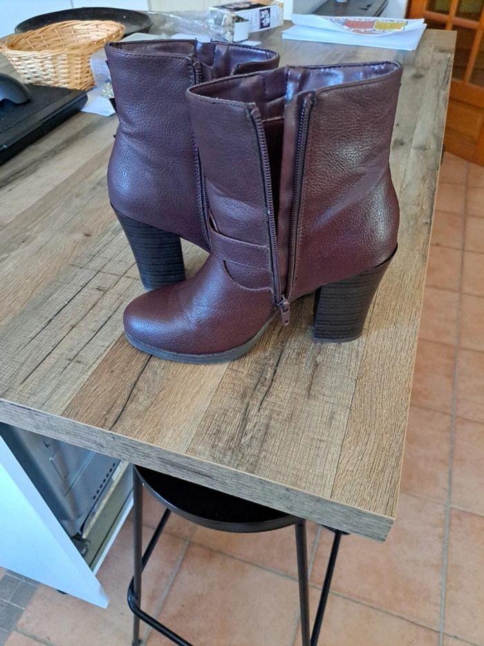 Bottine bordeaux Justfab taille 36 - photo numéro 3