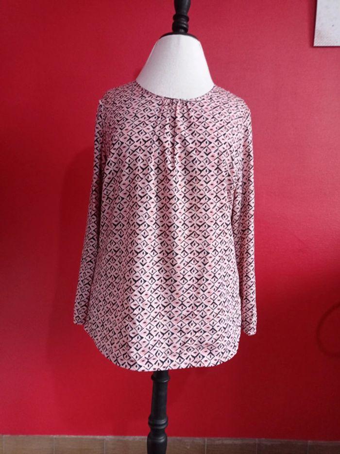 Blouse taille 42 Rose et noire Col Rond - photo numéro 2