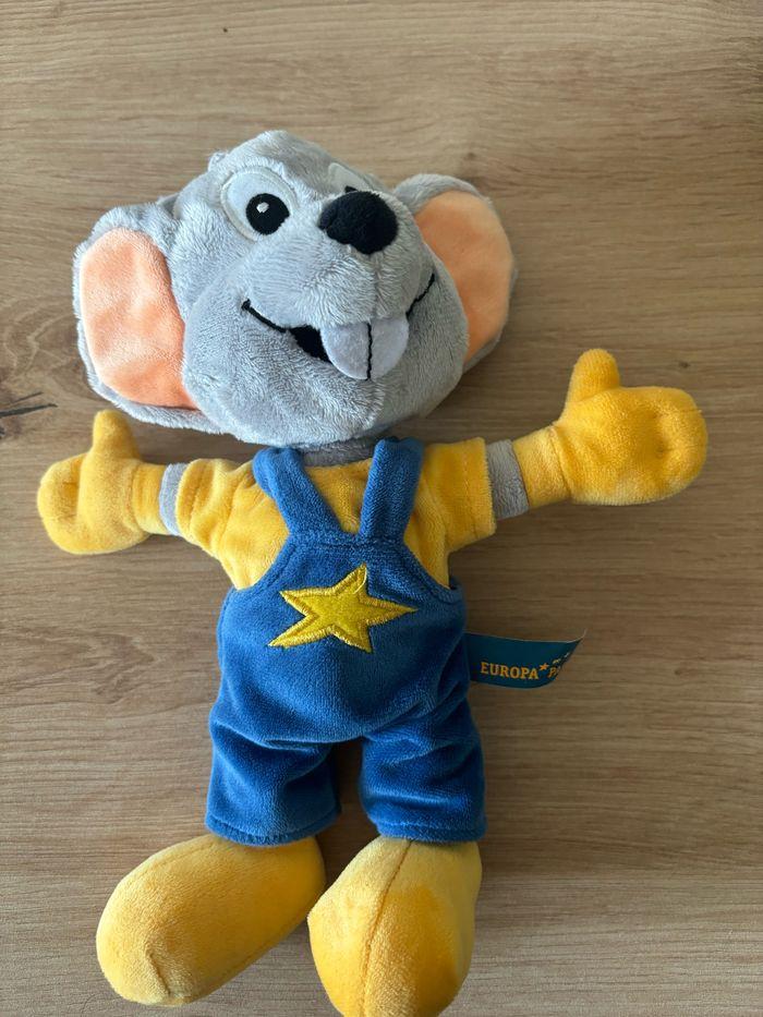 Doudou peluche souris mascotte bleu jaune Europa Park - photo numéro 3