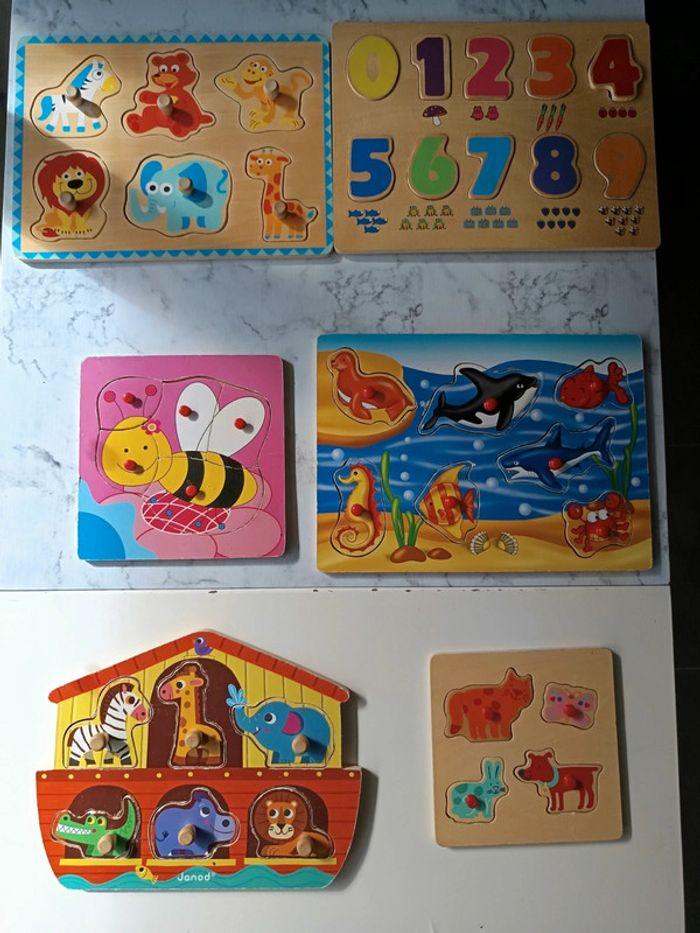 Lot de 6 puzzles en bois animaux chiffres - photo numéro 1