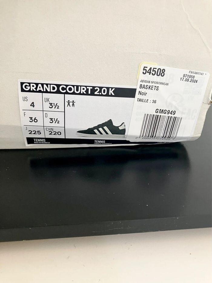 Adidas Grand Court 2.0 Lifestyle Tennis Lace-Up Black/White - photo numéro 9