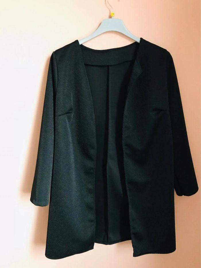 Veste blazer noire finement pailletée - photo numéro 1