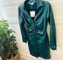 Joli robe en simili cuir vert sapin intérieur polaire