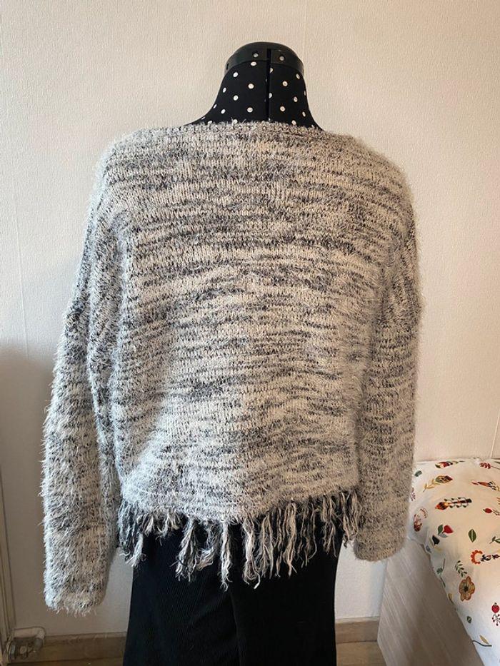 Pull d’hiver noir et gris avec franges In extenso taille M / 38 - photo numéro 3