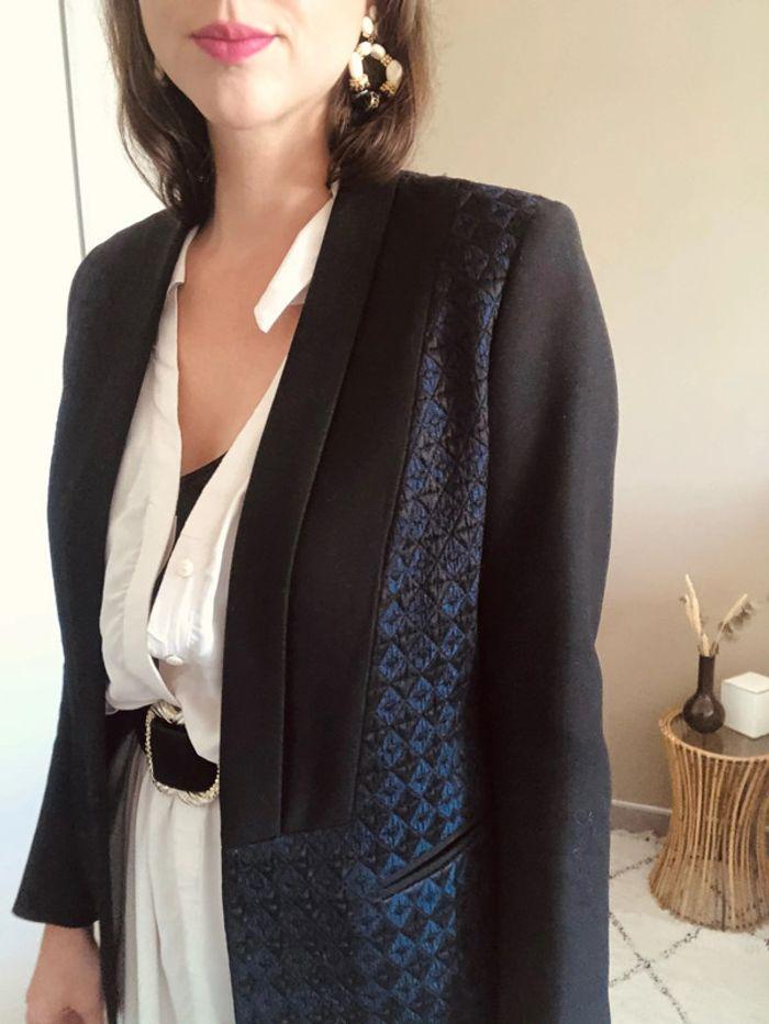 Blazer épais Sandro - noir et bleu nuit - photo numéro 1