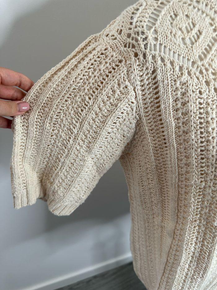 Pull en crochet tricot ajouré beige crème Damart T42/44 XL/XXL - photo numéro 3