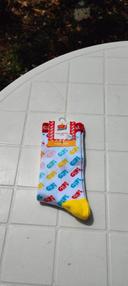 Paire de chaussettes blanches avec motifs multicolores neuve 1e