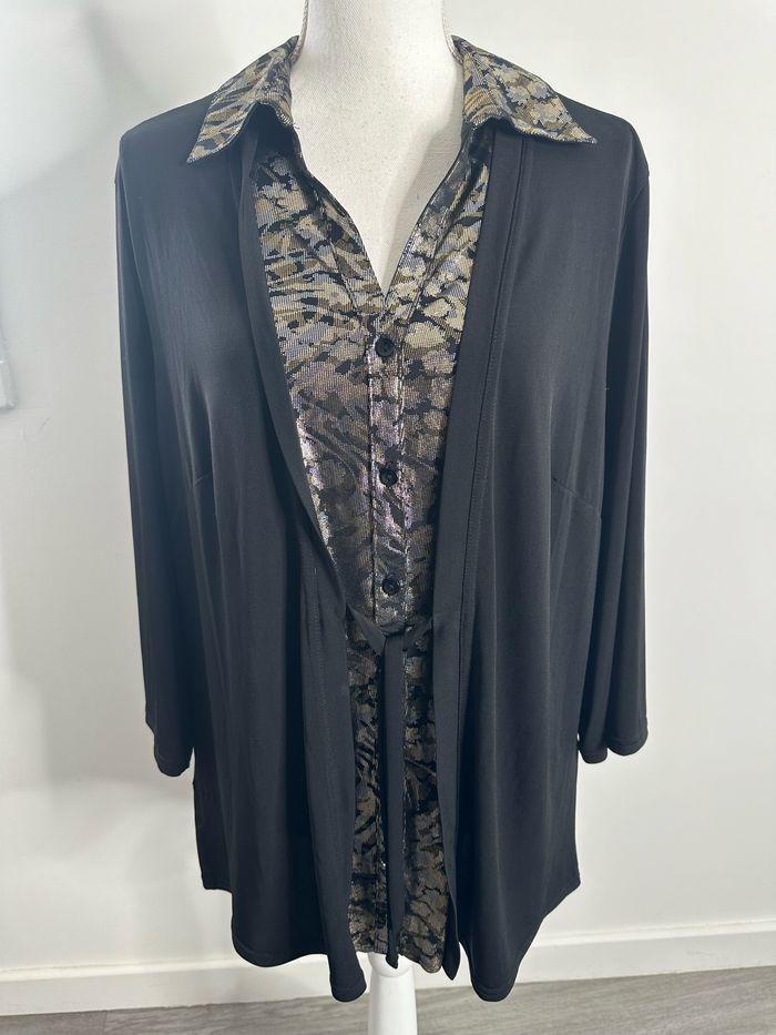 Blouse cardigan noire dorée et argentée Bexleys Woman T50 5XL - photo numéro 1