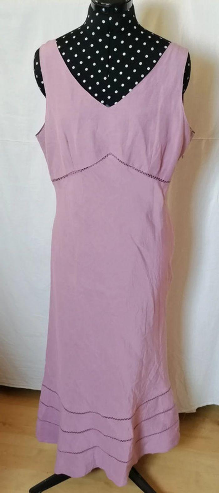 Robe d'été longue violet / lila en soie et lin taille 44 La Boutique - photo numéro 2