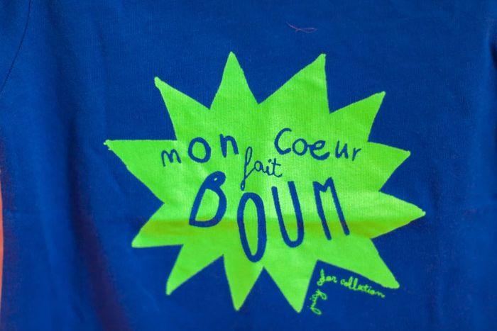 T-shirt bleu manches longues motif vert, TAO, 6 mois - photo numéro 2