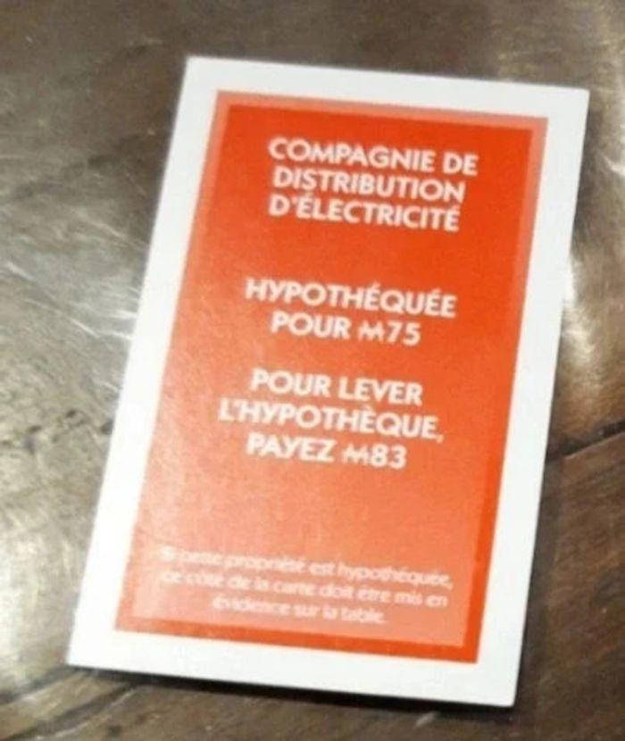 1 carte monopoly compagnie de distribution d électricité - photo numéro 2