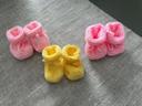 Lot de 3 paires de chaussons laine bébé naissance fait main