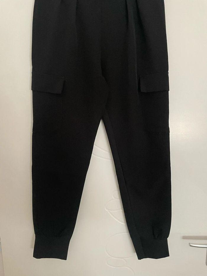 Pantalon noir taille haute poche côté style cargo bas serré taille 36 - photo numéro 3