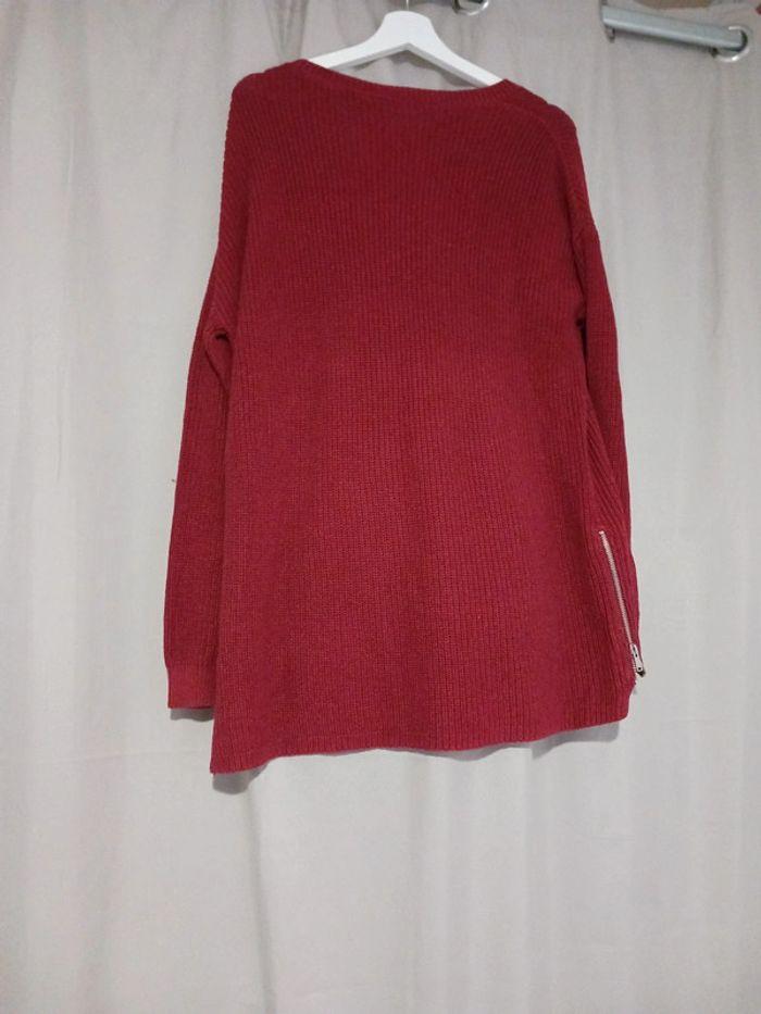 Pull rouge bordeaux long taille m h&m - photo numéro 4