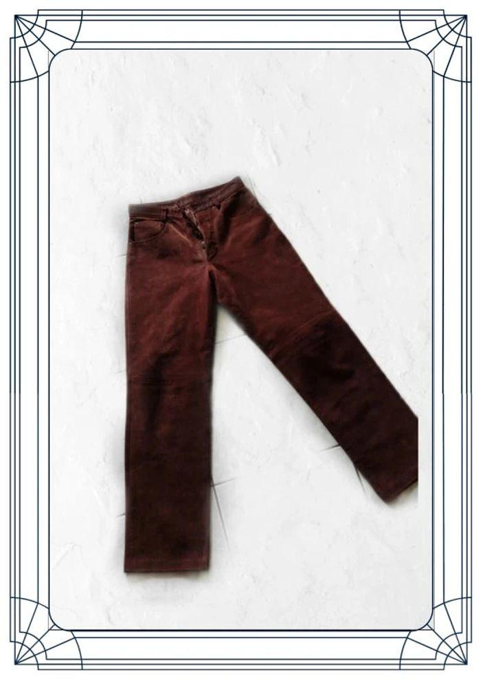 Jeans marron femme cuir véritable taille L/40 - photo numéro 3