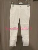 Pantalon blanc style chino taille haute coupe courte 7/8 neuf sapotille taille S