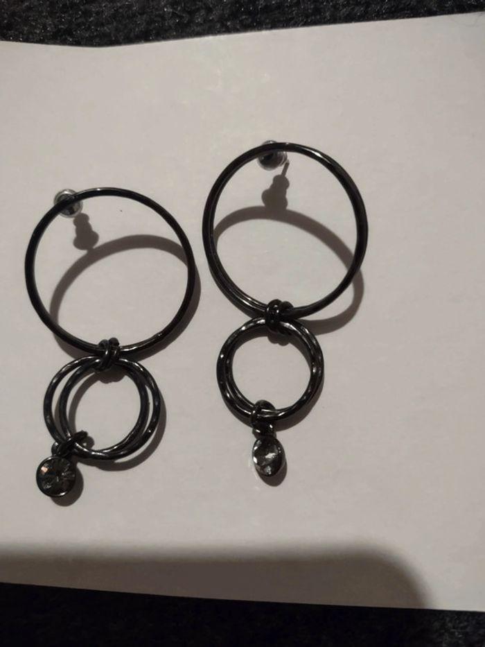 Boucles d'oreilles deux ronds en hématite Pilgrim - photo numéro 1