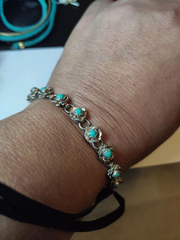 Bracelet argent et turquoises - photo numéro 3