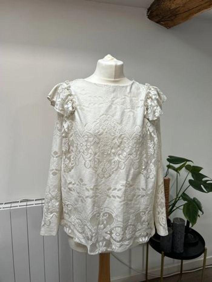 Blouse en dentelle blanche bohème manches longues - photo numéro 1