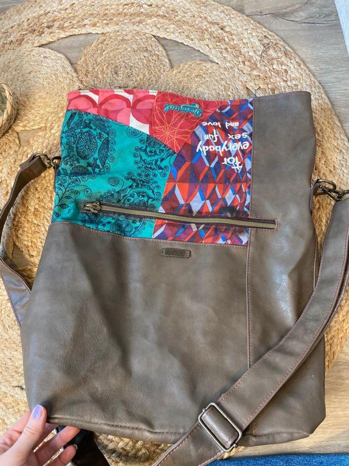 Sac bandoulière marron, bleu, rose Desigual - photo numéro 8