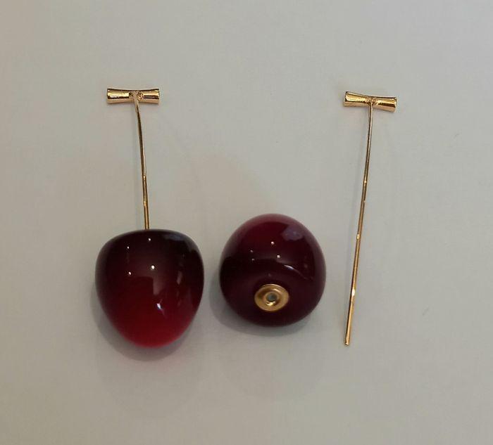 BOUCLES D'OREILLES CERISE MINI GRIOTTES ! NEUVE ! - photo numéro 4