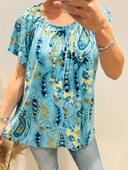 Blouse bleu turquoise à motif TU 36/42 B3