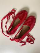 Espadrilles fille rouges à pois blancs