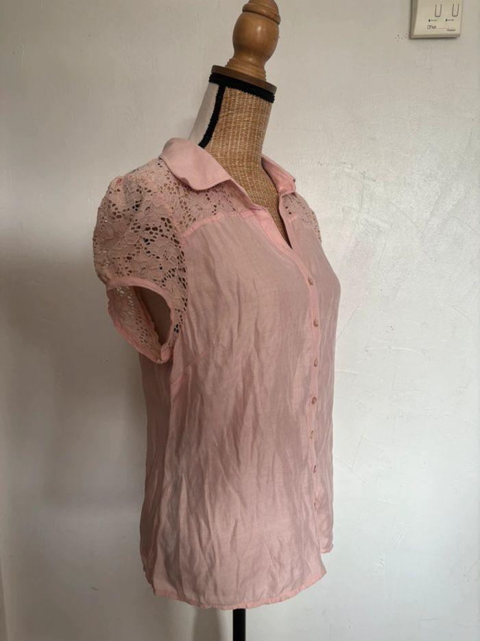 Jolie chemise manches courtes rose taille 46 - photo numéro 4