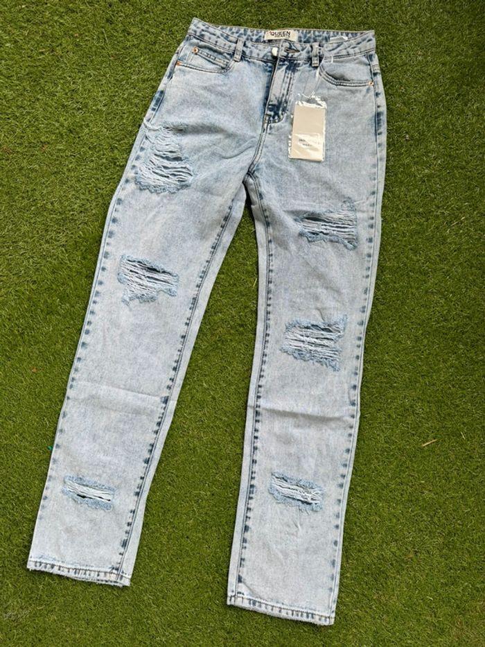 Jeans bleu clair déchiré coupe droite taille 36 neuf - photo numéro 1