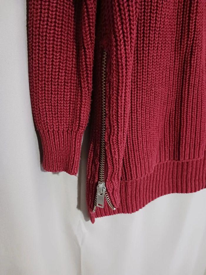 Pull rouge bordeaux long taille m h&m - photo numéro 2