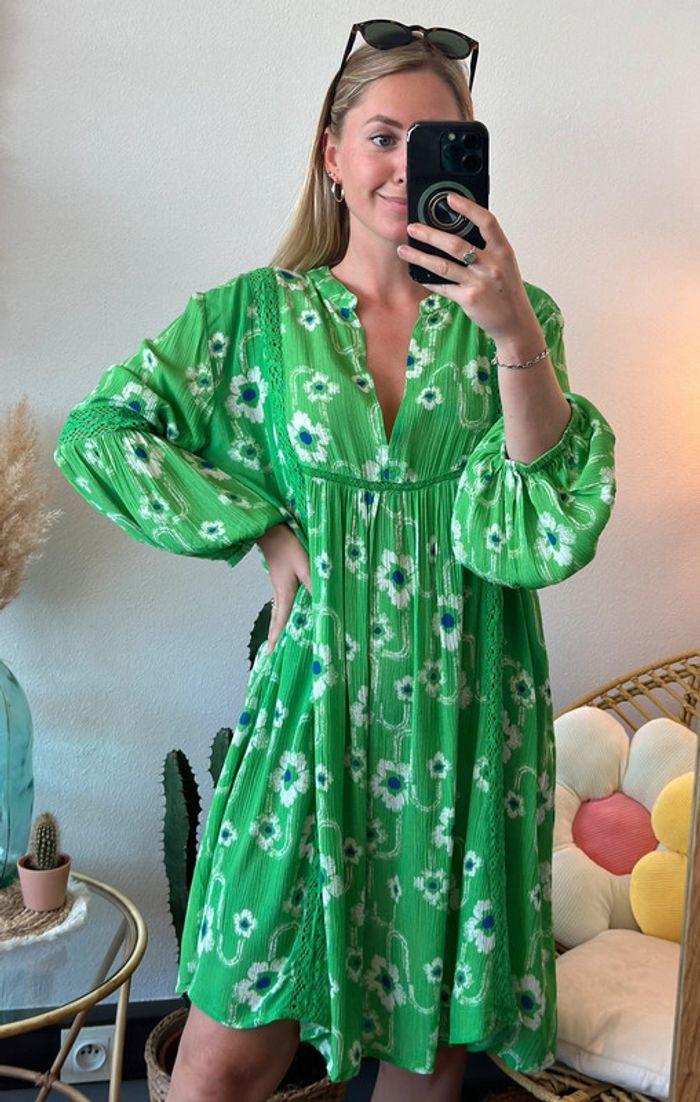 Robe estivale fluide verte à motifs fleuris taille U - ChicoSoleil - photo numéro 3