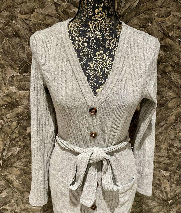 Robe pull midi gris chiné douce et élastique S - photo numéro 2