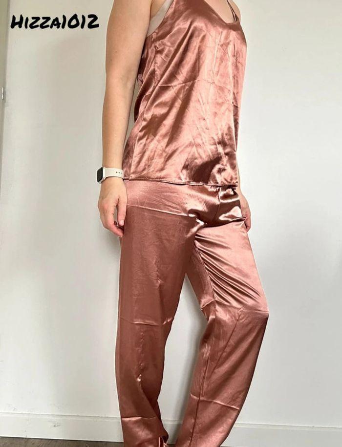 Ensemble pyjama 3 pièces satiné rose gold taille 36/38 💖 - photo numéro 4