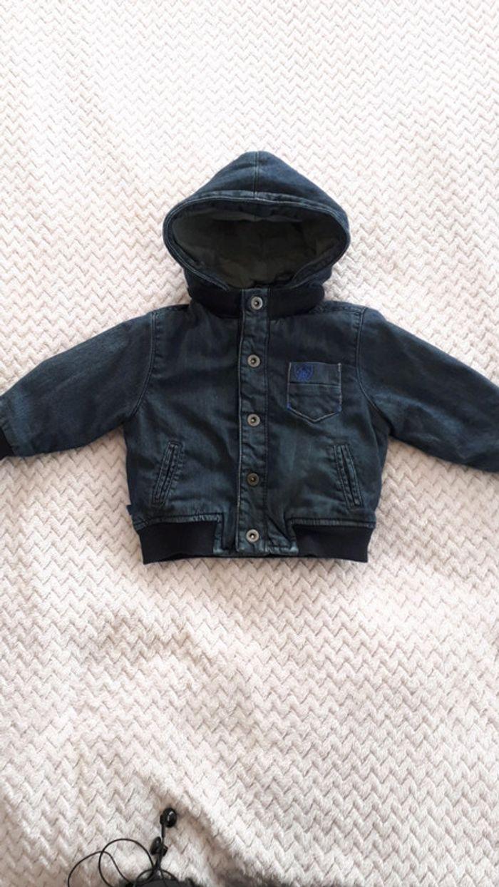 Blouson en jean doublure coton capuche amovible Okaïdi 6 mois - photo numéro 5