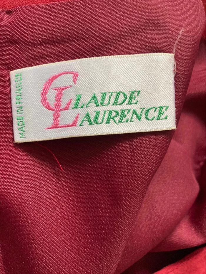 Jupe mi longue taille haute  automne hiver  a bouton rouge framboise vintage Claude Laurence - photo numéro 6