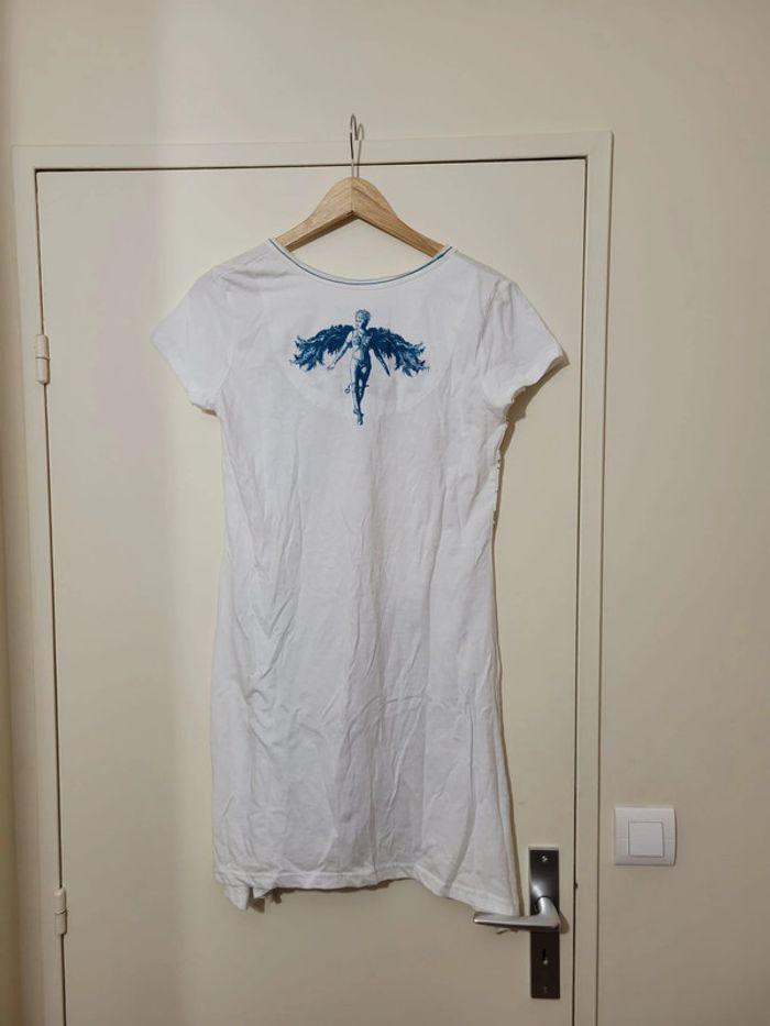 T-shirt long Desigual blanc brillant taille L - photo numéro 2