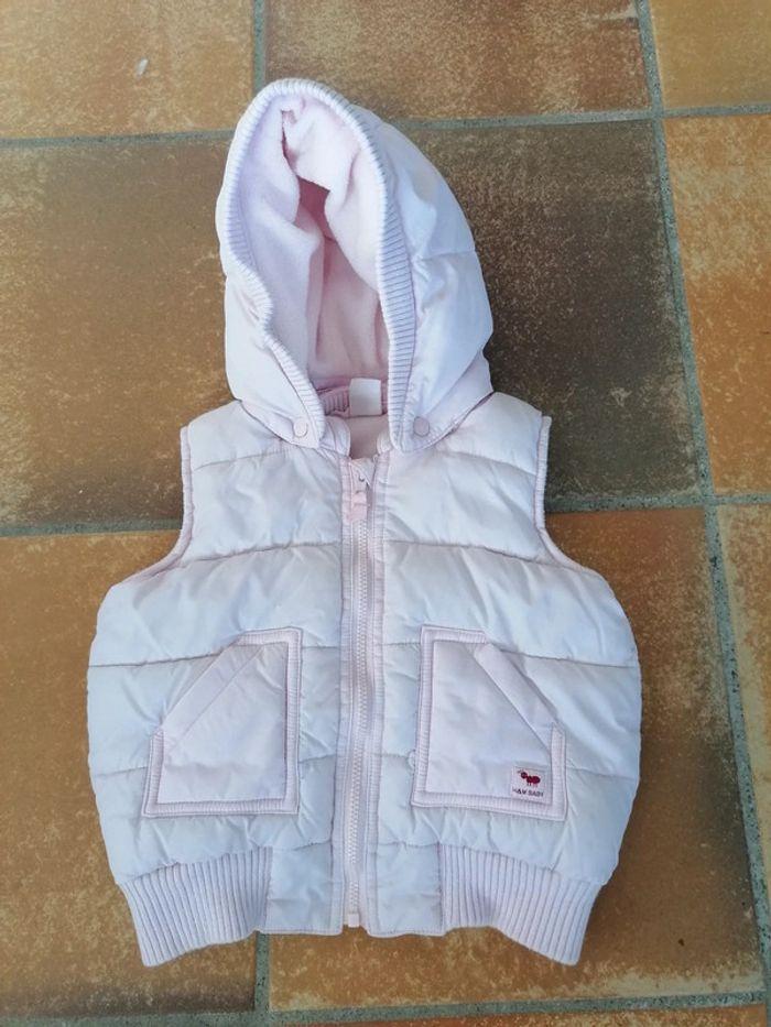 Manteau veste sans manche rose bébé fille - photo numéro 1