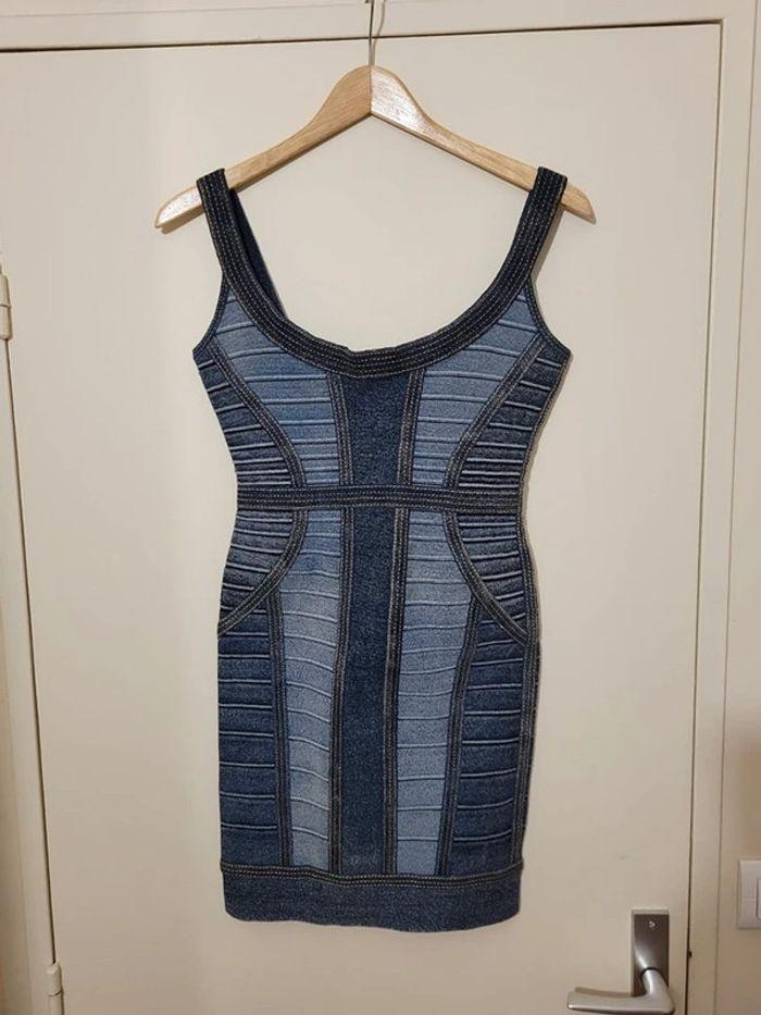 robe mini Hervé Léger bleu taille XS - photo numéro 1